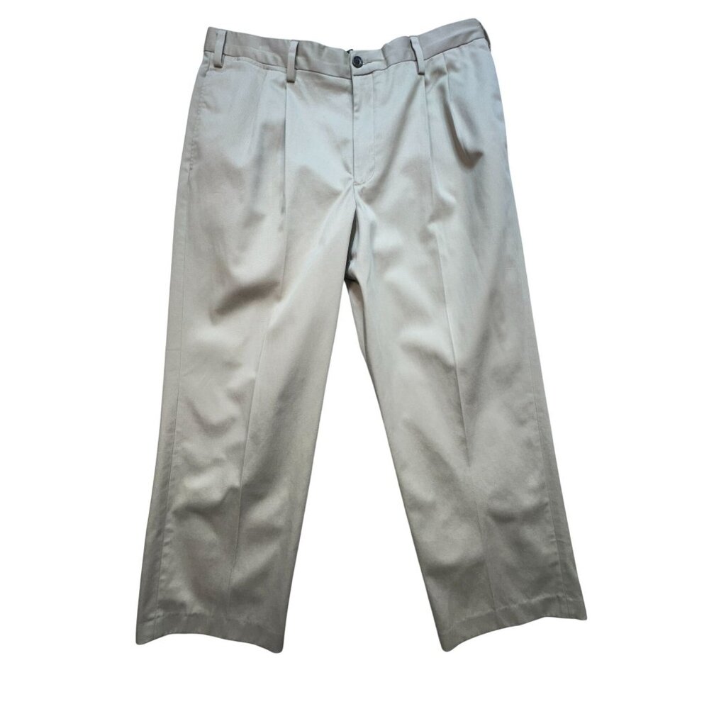 Eddie Bauer Mens Relaxed Khaki Pants Size 38 Wrinkle Stain Resistant Pleated
